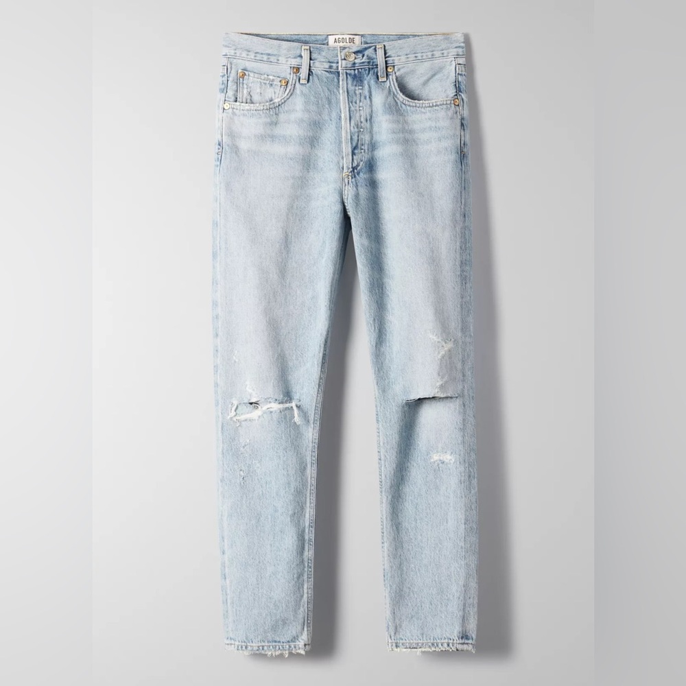 Agolde - “Jamie” high rise distressed vintage washed jeans Aritzia sz 25 XS 0/2